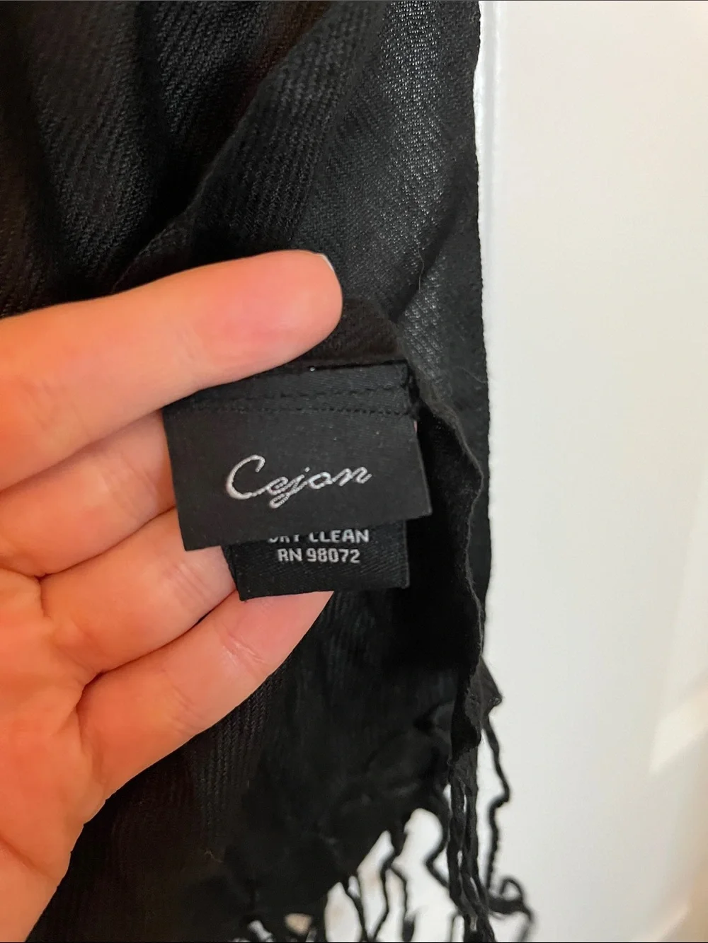 Cejon Black Rayon Scarf Fringe